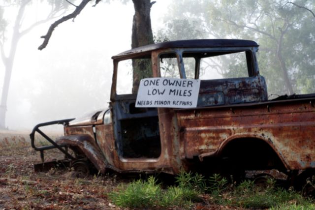 a deserted old truck