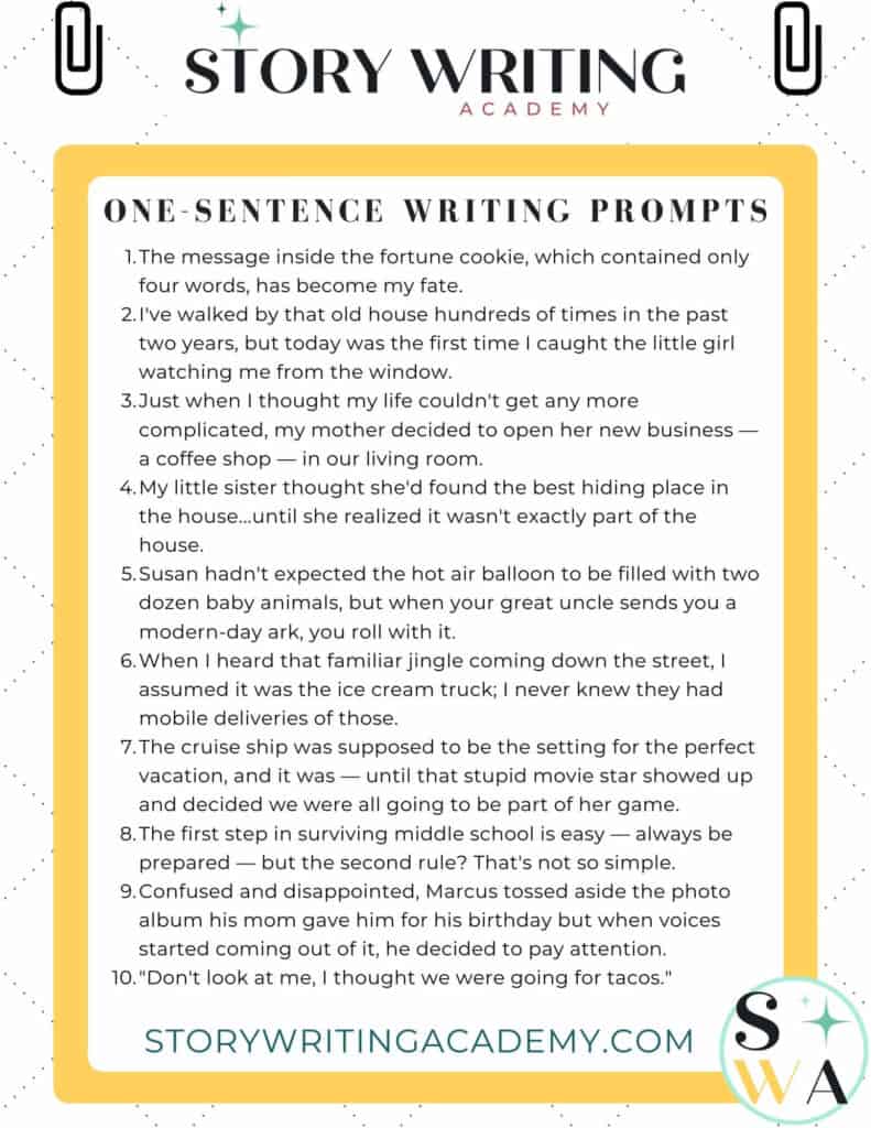 10 sample writing prompts