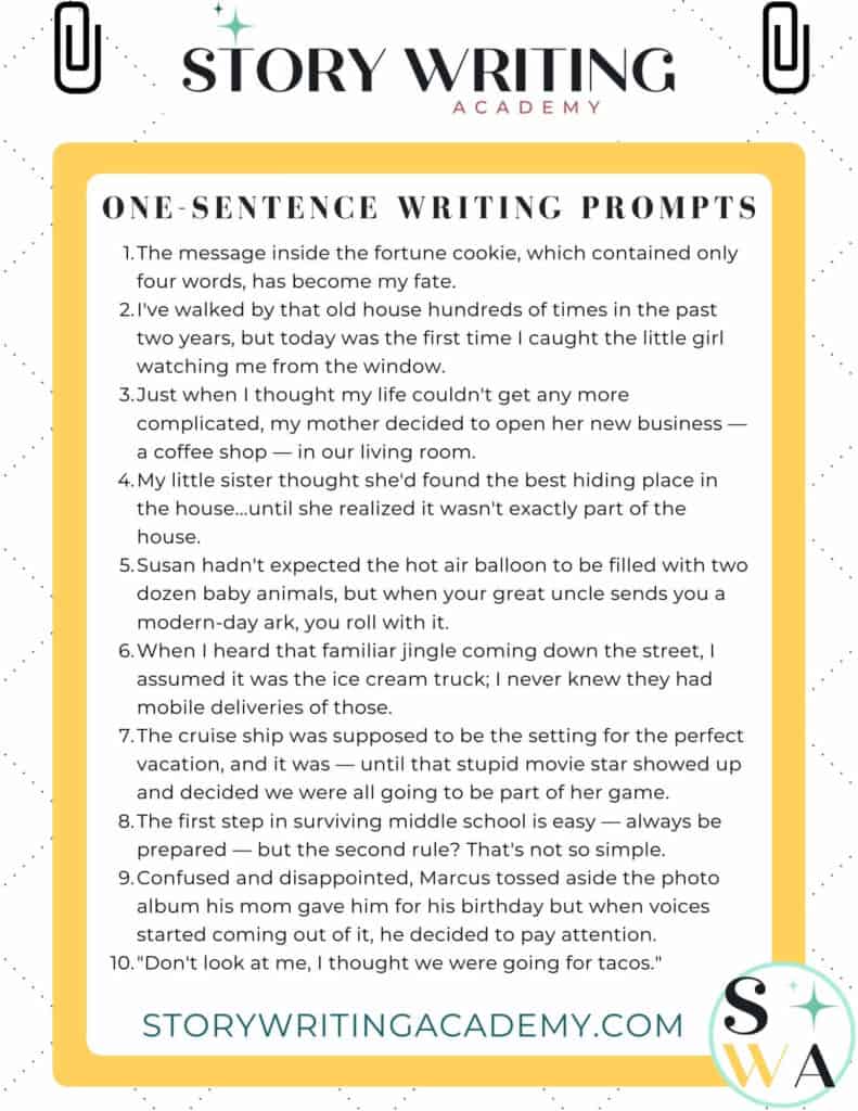 creative writing prompts first sentence